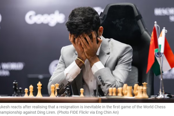 Gukesh Falls to Ding Liren in World Chess Championship Opener